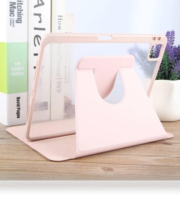Acrylic TPU 3-folding Rotating Smart Tablet Leather Case with Pen Slot for iPad Air 13 2024 — Keyboard Cases, GEBEI