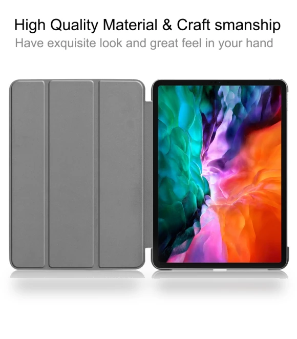 3-folding Smart Leather Tablet Case for iPad Air 13 2024 / Pro 12.9 2022 — Keyboard Cases