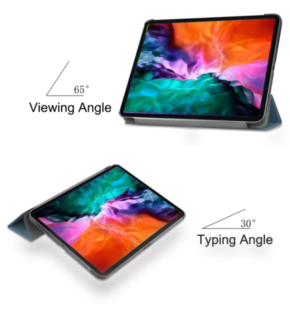 3-folding Smart Leather Tablet Case for iPad Air 13 2024 / Pro 12.9 2022 — Keyboard Cases