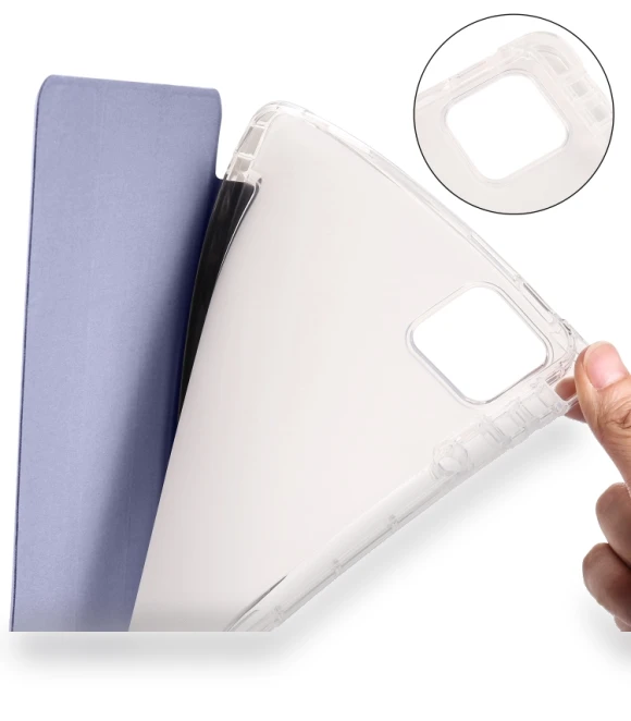3-fold Clear TPU Smart Leather Tablet Case with Pen Slot for iPad Air 13 2024 — Keyboard Cases