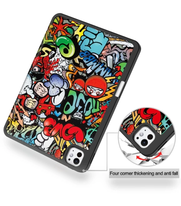 3-Fold Holder Smart Leather Tablet Case for iPad Pro 11 2024 — Cases, Custer Painted