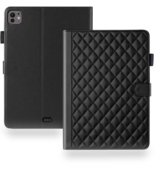 Rhombus Lattice Leather Smart Tablet Case for iPad Pro 11 2024 — Keyboard Cases