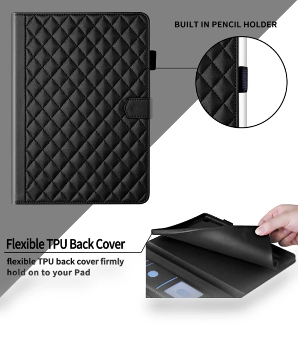Rhombus Lattice Leather Smart Tablet Case for iPad Pro 11 2024 — Keyboard Cases