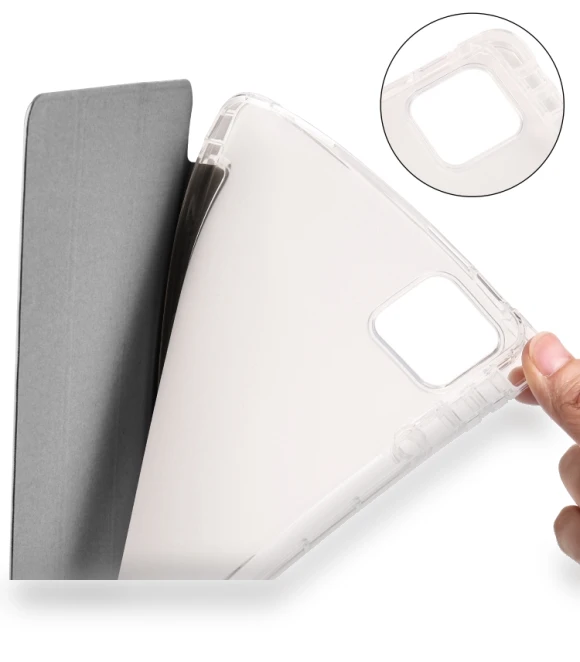 3-fold Clear TPU Smart Leather Tablet Case for iPad Pro 11 2024 with Pen Slot — Cases
