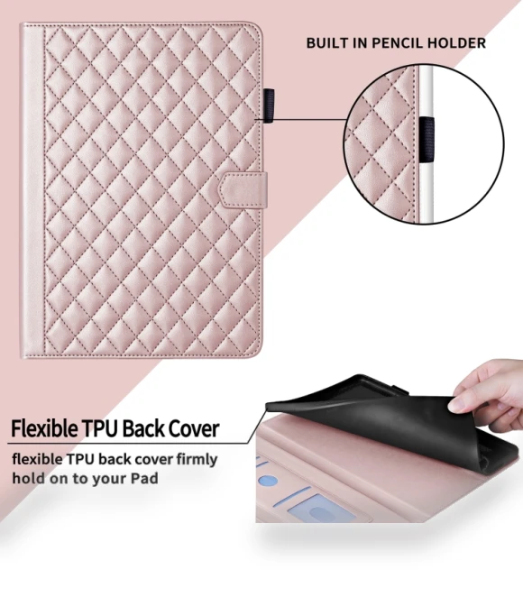 Rhombus Lattice Leather Smart Tablet Case for iPad Pro 12.9 — Keyboard Cases