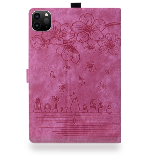 Cartoon Sakura Cat Embossed Smart Leather Tablet Case for iPad Pro 13 2024 — Keyboard Cases