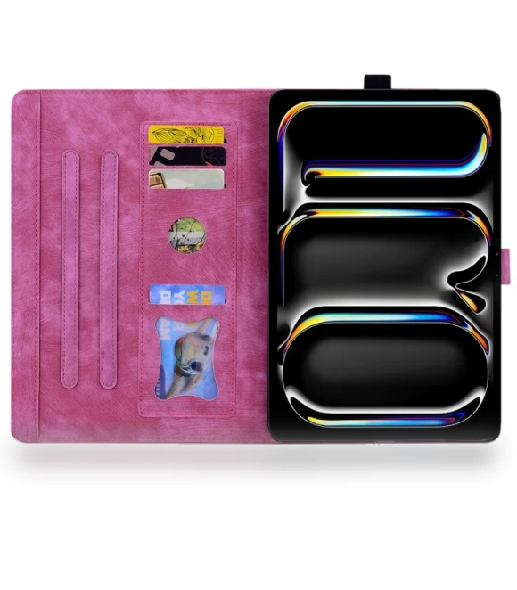 Cartoon Sakura Cat Embossed Smart Leather Tablet Case for iPad Pro 13 2024 — Keyboard Cases