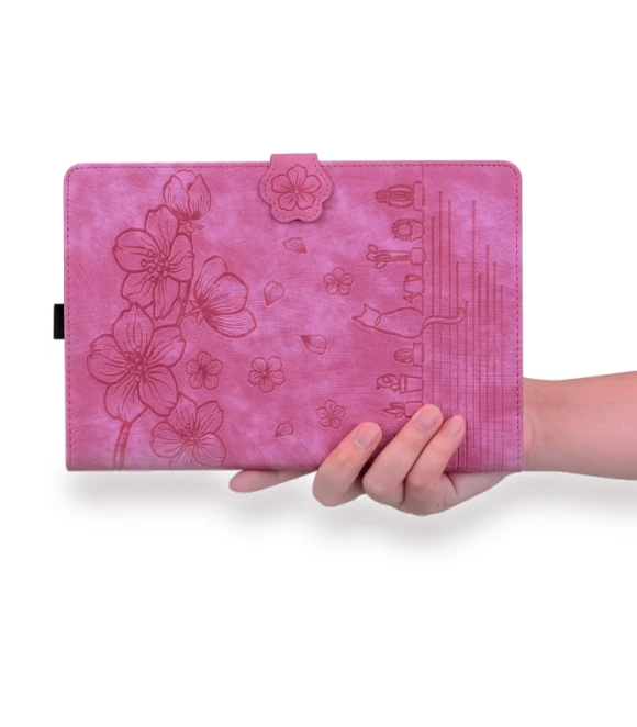 Cartoon Sakura Cat Embossed Smart Leather Tablet Case for iPad Pro 13 2024 — Keyboard Cases