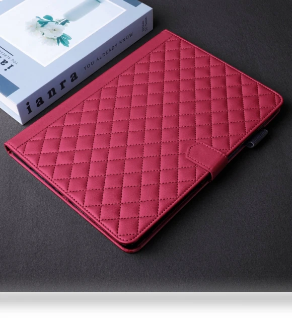 Rhombus Lattice Leather Smart Tablet Case for iPad Pro 13 2024 — Keyboard Cases