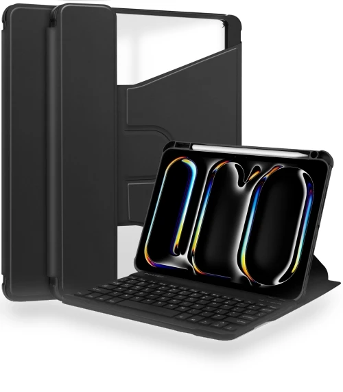 Transparent Rotation Smart Leather Tablet Case with Keyboard for iPad Pro 13 2024 — Keyboard Cases