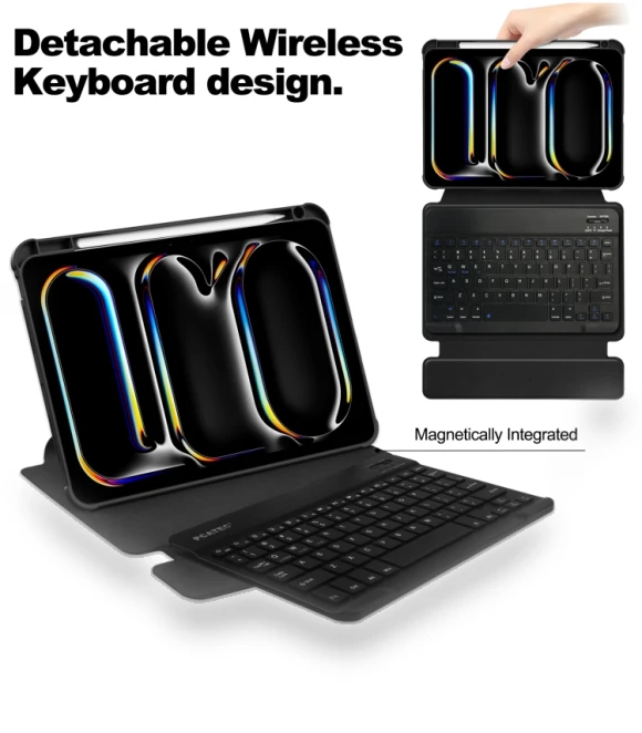 Transparent Rotation Smart Leather Tablet Case with Keyboard for iPad Pro 13 2024 — Keyboard Cases