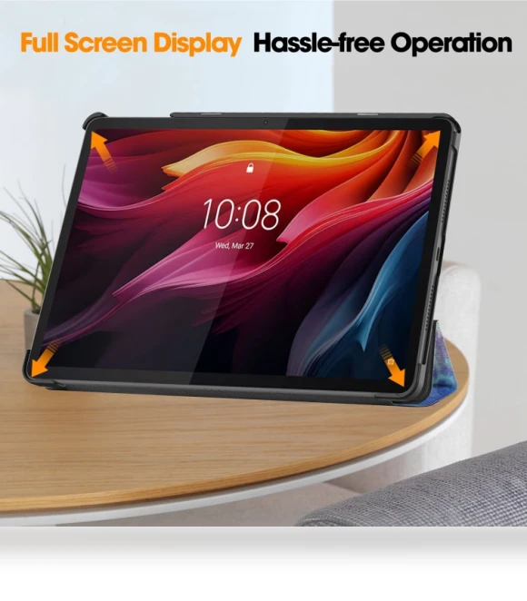 3-Fold Holder Leather Smart Tablet Case for Lenovo Tab K11 Plus — Keyboard Cases, Lenovo