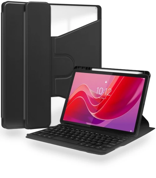 360 Rotation Transparent Smart Leather Case with Keyboard for Tablets — Keyboard Cases, Lenovo