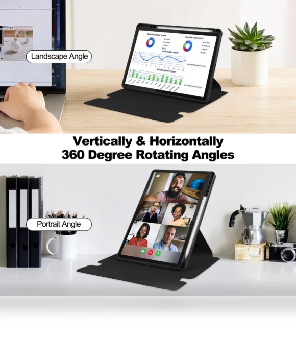 360 Rotation Transparent Smart Leather Case with Keyboard for Tablets — Keyboard Cases, Lenovo