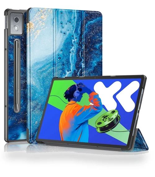 3-folding Leather Smart Tablet Case for Lenovo Tab P12 12.7 — Keyboard Cases, Lenovo