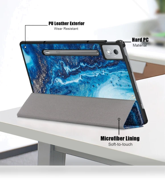 3-folding Leather Smart Tablet Case for Lenovo Tab P12 12.7 — Keyboard Cases, Lenovo