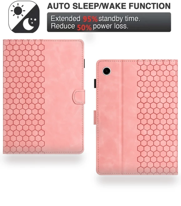 Honeycomb Embossed Leather Smart Tablet Case for Samsung Galaxy Tab A9 — Keyboard Cases, Samsung