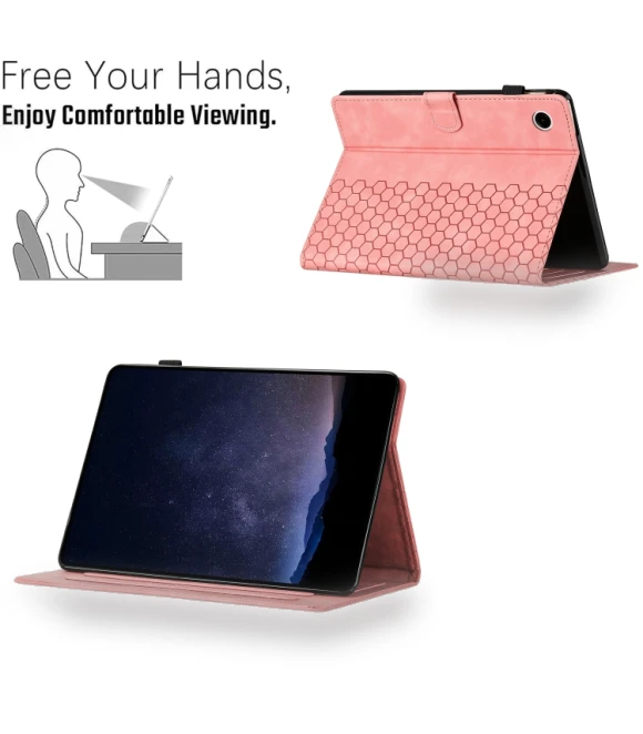 Honeycomb Embossed Leather Smart Tablet Case for Samsung Galaxy Tab A9 — Keyboard Cases, Samsung