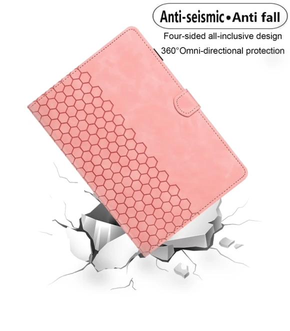 Honeycomb Embossed Leather Smart Tablet Case for Samsung Galaxy Tab A9 — Keyboard Cases, Samsung