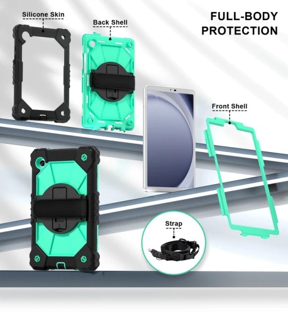 Silicone Hybrid PC Tablet Case with Stand and Shoulder Strap — Cases, Samsung