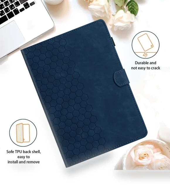 Honeycomb Embossed Leather Smart Tablet Case for Samsung Galaxy Tab S6 Lite — Keyboard Cases, Samsung