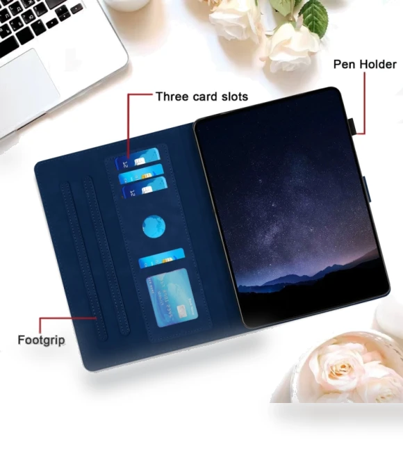 Honeycomb Embossed Leather Smart Tablet Case for Samsung Galaxy Tab S6 Lite — Keyboard Cases, Samsung