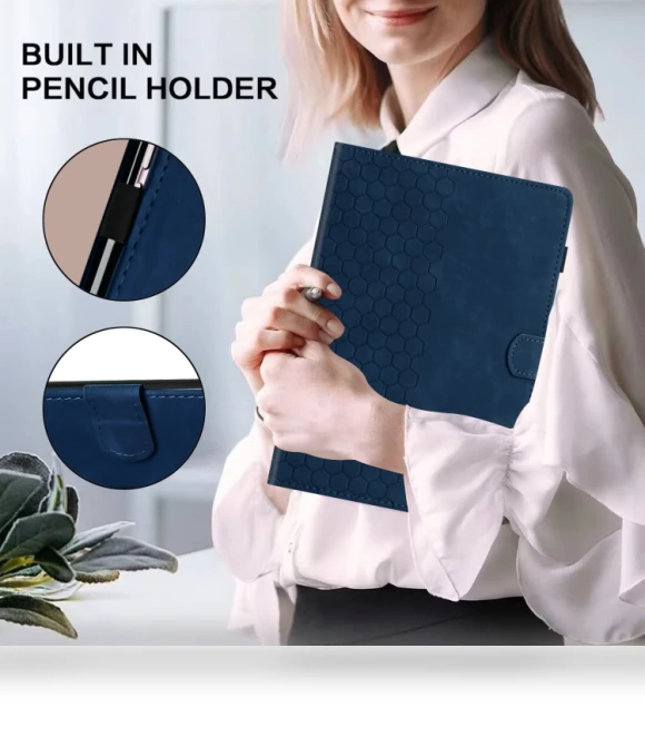 Honeycomb Embossed Leather Smart Tablet Case for Samsung Galaxy Tab S6 Lite — Keyboard Cases, Samsung