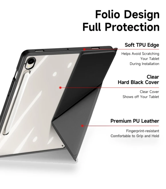 Smart Leather Tablet Case for Samsung Galaxy Tab S9 / S9 FE with Stand Function — Keyboard Cases, DUX DUCIS