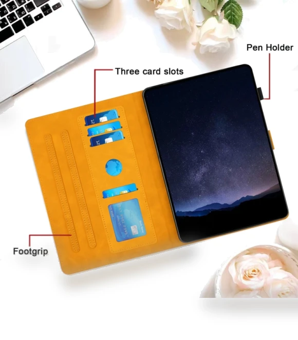 Honeycomb Embossed Leather Smart Tablet Case for Samsung Galaxy Tab S9 / S9 FE — Keyboard Cases, Samsung