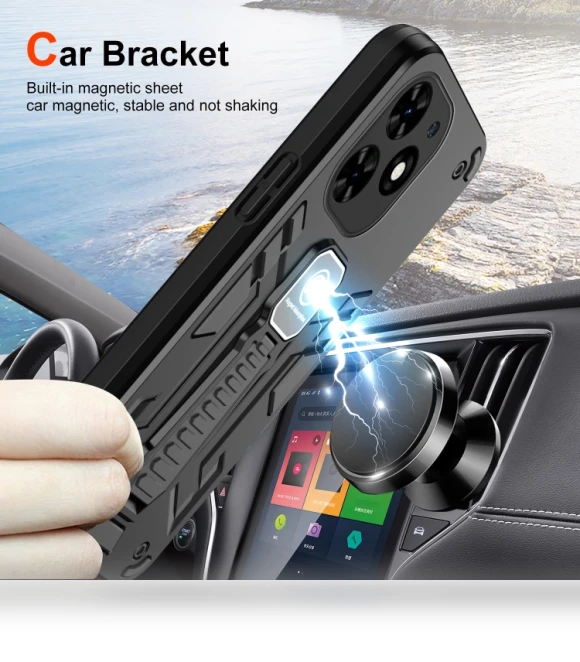 Shockproof Holder Phone Case for Tecno Spark 20C / Infinix Smart 8 — Basic Cases