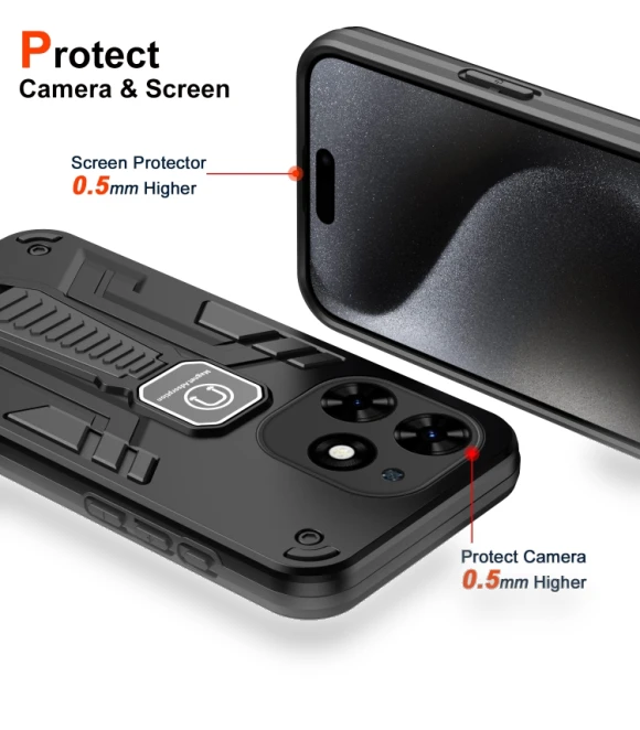 Shockproof Holder Phone Case for Tecno Spark 20C / Infinix Smart 8 — Basic Cases