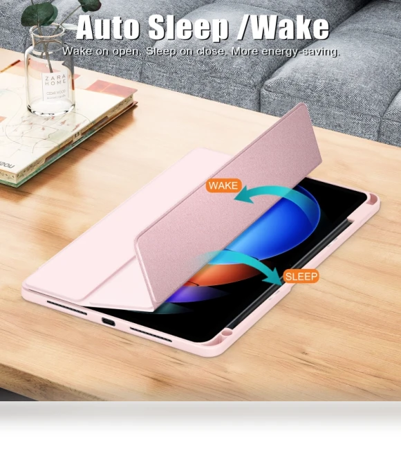 Acrylic 3-Fold Smart Leather Tablet Case for Xiaomi Pad 6S Pro 12.4 — Keyboard Cases, Xiaomi