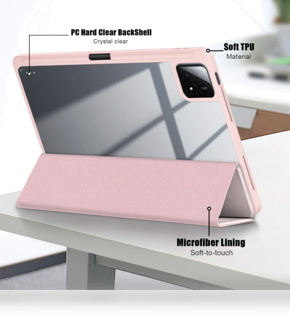 Acrylic 3-Fold Smart Leather Tablet Case for Xiaomi Pad 6S Pro 12.4 — Keyboard Cases, Xiaomi
