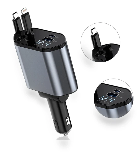 Ultra-Fast 120W Car Charger with Retractable Cable — Chargers, AI Supermarket