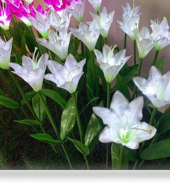 Waterproof LED Garden Light with Lilies — Outdoor Security & Flood Lighting, AI Supermarket