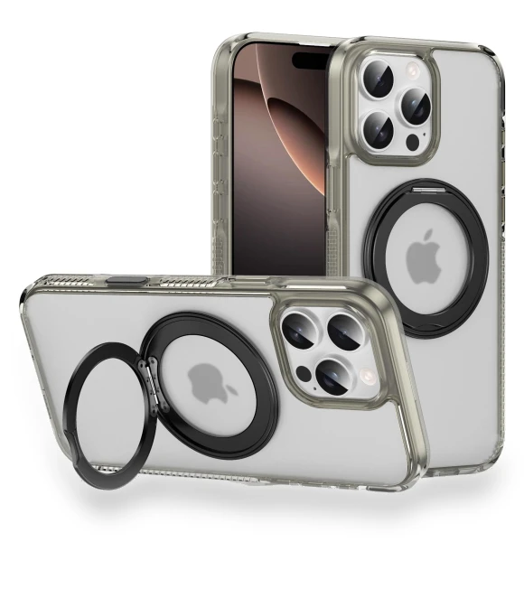 360° Rotating Bracket Magnetic Clear Case with Touch Buttons — Phone Accessories, QGeeM