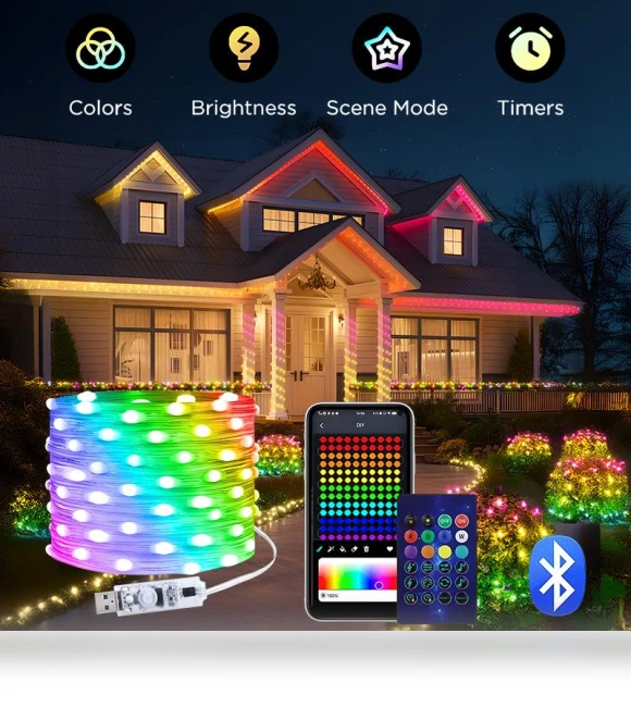 USB Smart LED Curtain with Bluetooth App — String Lights, AE Selection