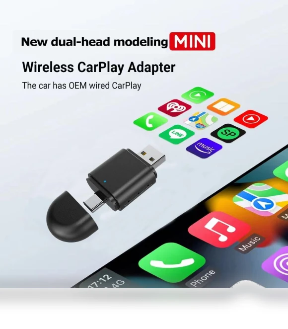Wireless CarPlay Android Auto Adapter — Stereo Receivers, Auto Launcher