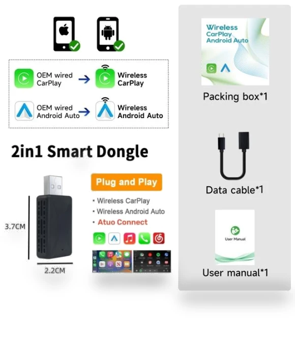 Wireless Carplay Android Auto Adapter — Phone Accessories, Auto Accessories Home