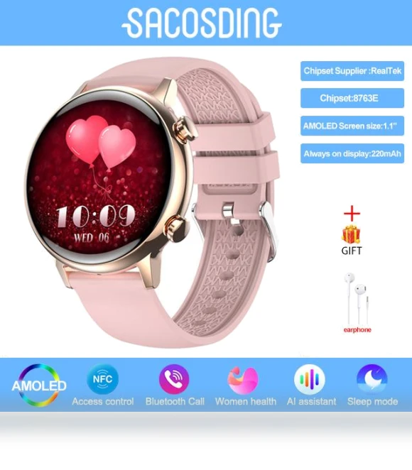 Smart Watch for Women with NFC and Menstrual Monitor — Smartwatches, Tiktop2