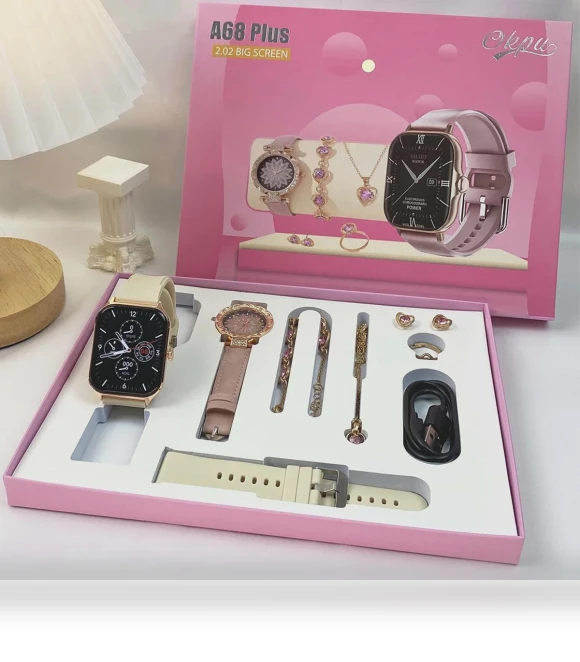 Women's Smart Watch 8 in 1 with Diamonds and Jewelry Set — Smartwatches, StrideBox