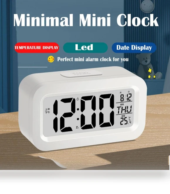 Mini LED Smart Alarm Clock with Temperature Display — Alarm, DC-HOME Textile