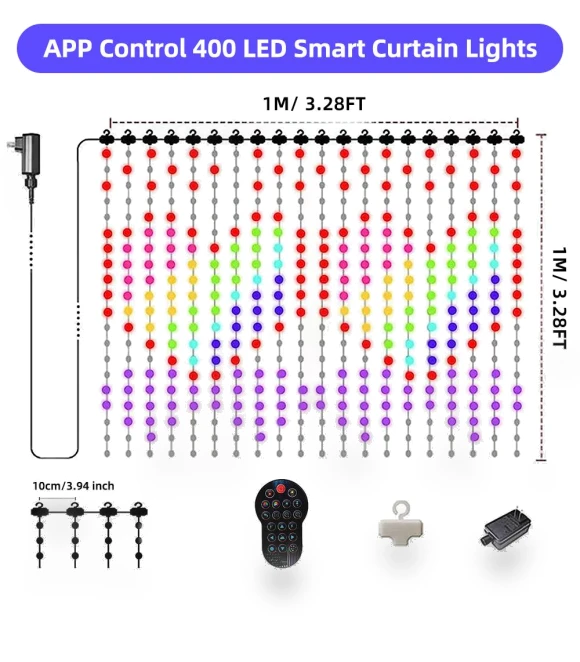 RGB Window Curtain Fairy Lights — String Lights, Modern Home Furnishing