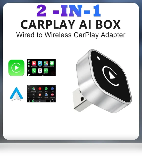 2 in1 Wired to Wireless CarPlay Android Auto Adapter — Stereo Receivers, AutoSphere