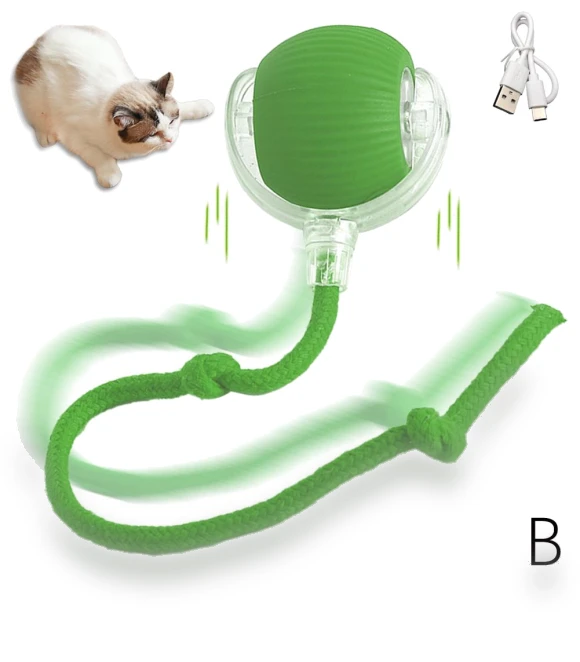 Automatic Rolling Ball Pet Toy with Artificial Tail — Cat Playthings, Explorer Outdoors