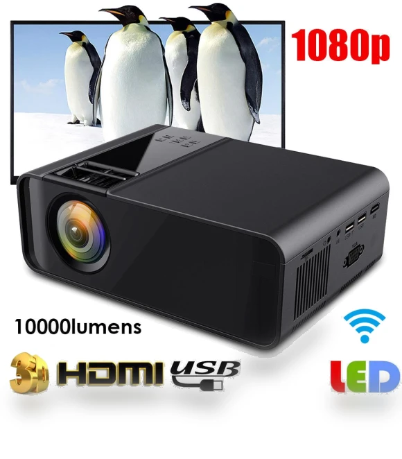 Portable 1080P LED Smart Projector — Home Theater Projectors, OutsideWorld