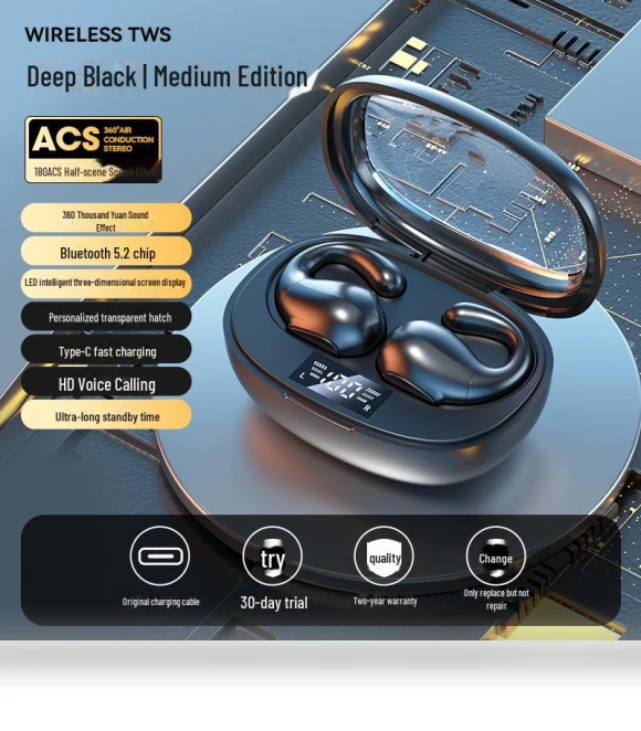 True Wireless Headset with Bone Conduction — On-Ear Headphones, AI Market