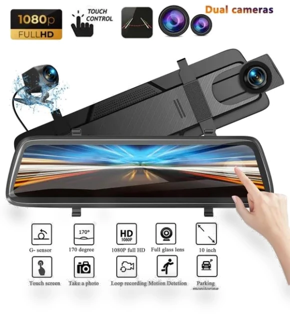 10-Inch IPS Full Touchscreen 1080P Dash Cam with Rear Camera — Dashboard Cameras, LIAESMART