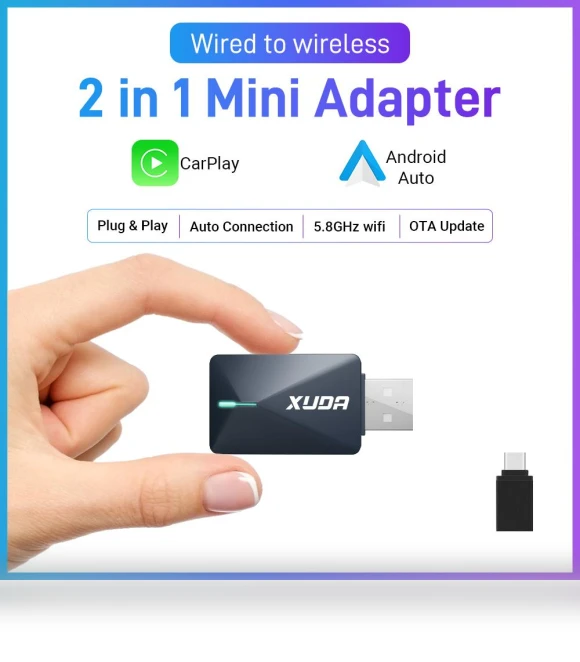 2-in-1 Wireless Mini Box for CarPlay and Android Auto — Car Accessories & Gadgets, ZoomSpark