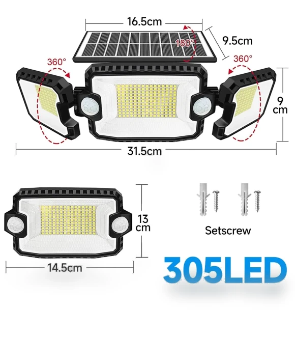 LED Solar Light Outdoor Dual Induction PIR Motion Sensor Waterproof Solar Power Wall Lamp — Outdoor Security & Flood Lighting, AutoSphere